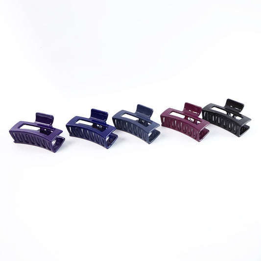 Matte Finish Rectangle Hair Claw Clip For Women And Girls Assorted Color Pack 1 Pc